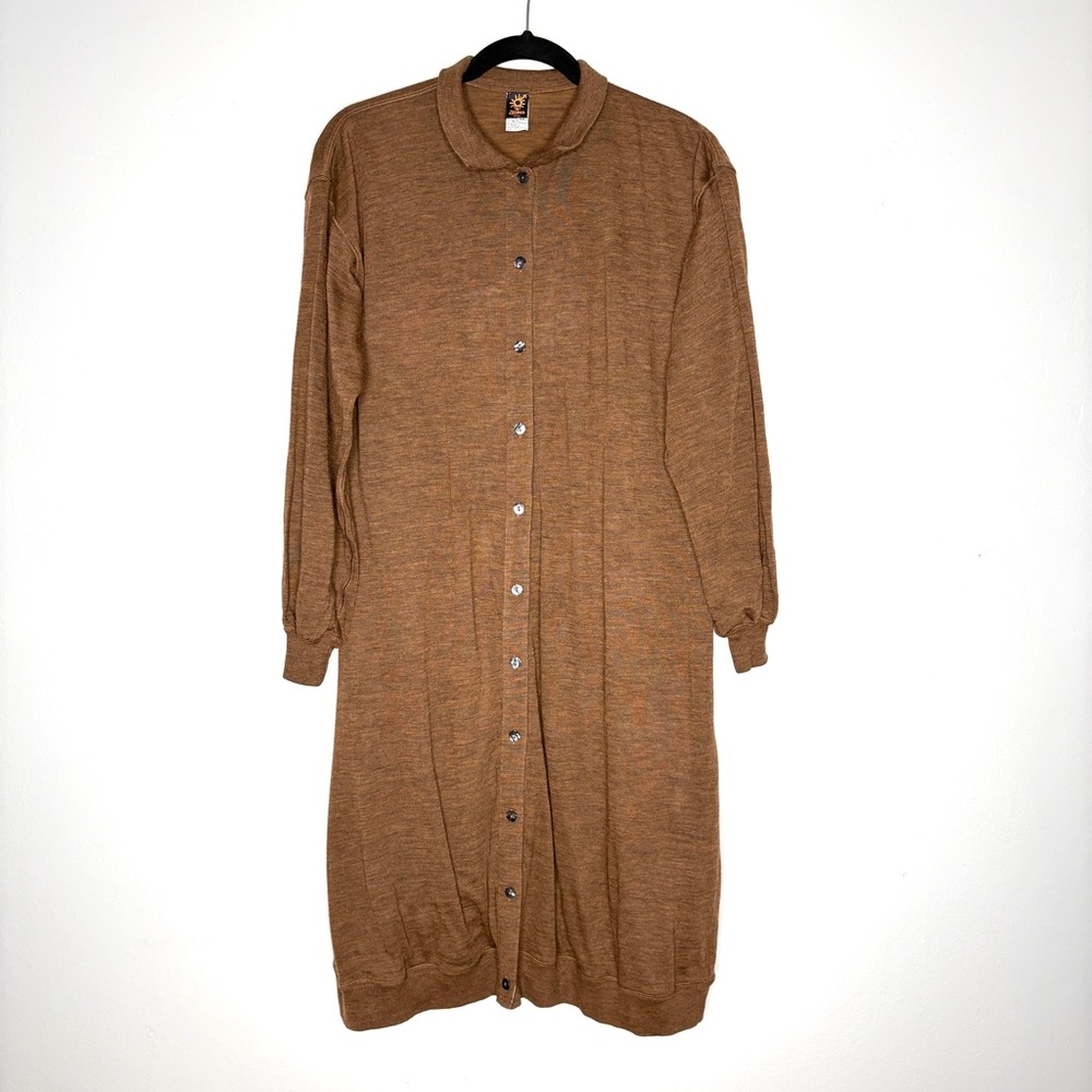 Jean Paul Gaultier Wool Knit Button Front Cardigan Sweater Dress In Brown Size M